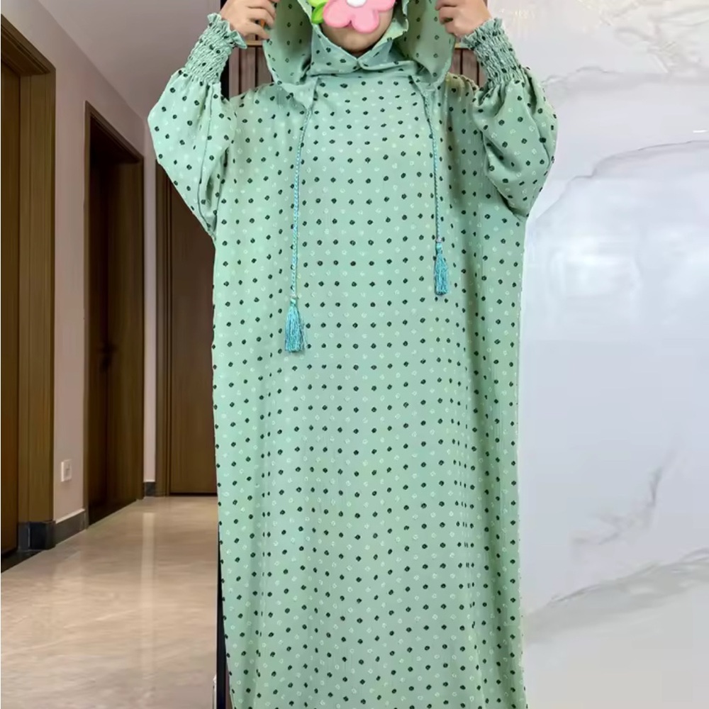2024 New Ramadan Muslim Two Hats Abaya Dubai Turkey Islam Prayer Clothes